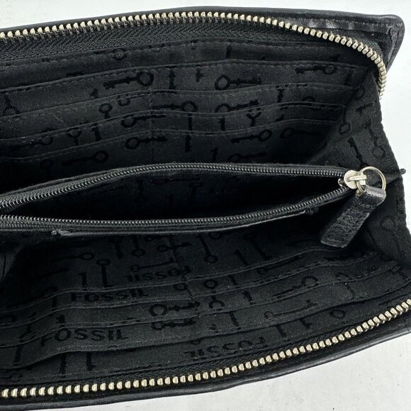 Fossil Maddox Wallet Black Leather3/4 Zip Around Clutch Organizer - Picture 4 of 9